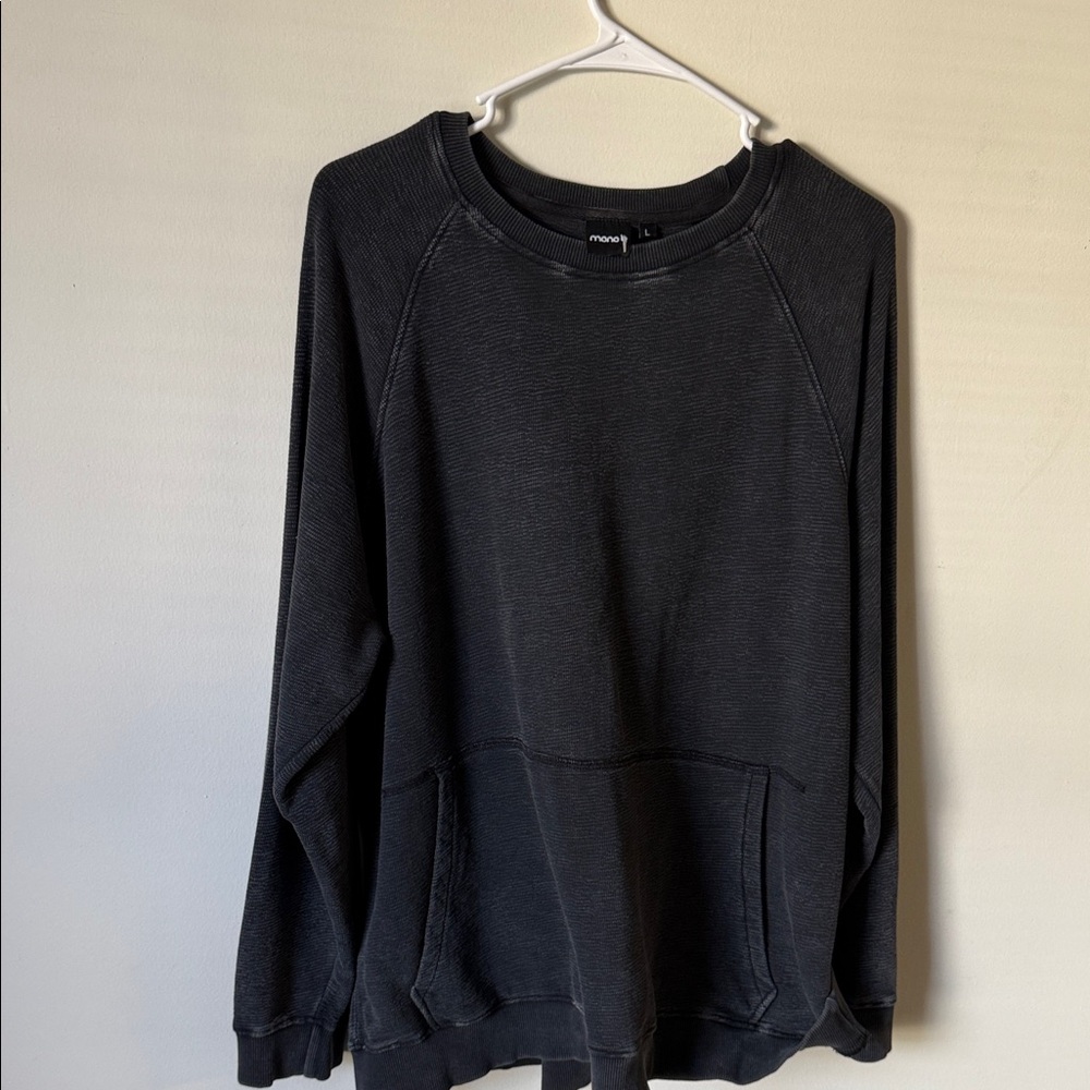 Mono B Charcoal Ribbed Long Sleeve Top